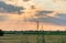 Pianura padana landscape at sunset with a dramatic sky