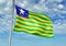 Piaui state of Brazil Flag waving with sky on background realistic 3d illustration