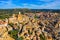 Piazza Armerina in the Enna province of Sicily in Italy. Piazza Armerina cityscape with the Cathedral SS. Assunta and old town,