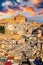 Piazza Armerina in the Enna province of Sicily in Italy. Piazza Armerina cityscape with the Cathedral SS. Assunta and old town,