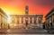 Piazza del Campidoglio, on the top of Capitoline Hill, with Palazzo Senatorio and the equestrian statue of Marcus Aurelius.