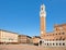 Piazza del Campo and the Palazzo Publico on the city of Siena, Italy