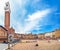 Piazza del Campo with Torre del Mangia in Siena, Tuscany, Italy