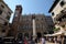 Piazza delle Erbe Market`s square with the Baroque Palazzo Maffei in Verona