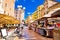 Piazza delle erbe in Verona street and market view