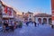 Piazza Giuseppe Malvezzi at sunset, Desenzano del Garda, Italy