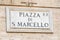 Piazza San Marcello name sign, Rome, Italy