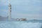 Piazza San Marco / Venezia / Italy - July 06, 2019: View of the Murano lighthouse on boat trips in the Venice Sea