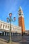 Piazzetta San Marco with St Mark`s Campanile and Biblioteca in Venice, Italy