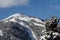 Pic covered in Snow. Mountain in the Dolomites in Val Gardena seen from La Selva in Wolkenstein in GrÃ¶den. Winter Landscape