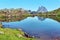 Pic du Midi d Ossau reflecting in Anayet lake, Spanish Pyrenees, Aragon, Spain