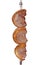 Picanha, bovine rump meat, traditional brazilian barbecue whole piece on skewer isolated white background