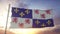 Picardie flag, France, waving in the wind, sky and sun background. 3d rendering