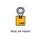 pick up point icon. receive order, hands holding box concept symbol design, collect parcel, delivery services, shipping, package