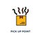 pick up point icon. receive order, hands holding box concept symbol design, collect parcel, delivery services, shipping, package