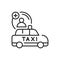 Pick up travel companion black line icon. Online mobile application order taxi service. Pictogram for web, mobile app, promo. UI