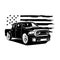 Pick up truck logo design vector. Pick up truck with america flag illustration vector. Modern pickup truck vector illustration.