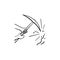 Pickaxe chisel hand drawn outline doodle icon.
