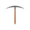 Pickaxe with iron tip and wooden handle. Cartoon working tool for archaeological and geological excavations. Archeology