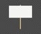Picket banner frame. Blank demonstration banner mock up. Empty protest placard with wooden poles. Realistic politic