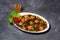 Picking Chicken served in dish isolated on grey background top view of indian and bangladesh food