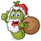 Pickle Santa Claus Cartoon giving a thumbs up for Christmas Cheer