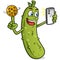 Pickleball cartoon character influencer taking a selfie on his mobile phone