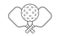 Pickleball Logo With Crossed Racket and Ball in Outline Style