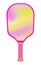 Pickleball paddle with gradient design. Pink and yellow racket illustration.