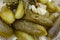Pickled cucumbers, food background