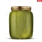 Pickled cucumbers in glass jar