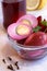Pickled eggs with red beet