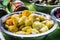 Pickled mini squash are on display in the store or in the kitchen