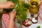 Pickling cucumbers, pickling - hands close-up, cucumber, herbs,