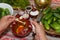 Pickling cucumbers, pickling - hands close-up, cucumber, herbs,