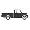 Pickup black icon, delivery and automobile emblem