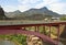 A Pickup Pulling a Travel Trailer Across the Salt River Canyon B