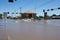 Pickup Towing Boat during Flood in Kearney, Nebraska After Heavy Rain