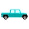 Pickup truck blue coloured flat style vector illustration