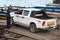 Pickup Truck Driving Onto a Ferry at Tiquina on Lake Titicaca, Bolivia