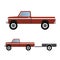 Pickup truck. A Pickup truck with a trailer. Vector illustration