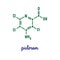 Picloram hand drawn vector formula chemical structure lettering blue green