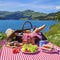 Picnic in alpine mountains