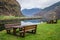 Picnic area on the fjord shore