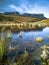 Picnic area at the road to Flodigarry next to Lochan nan Dunan with the Quiraing in the background . Isle of Skye