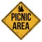 Picnic area vintage rusty metal sign