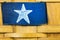 Picnic basket blue white American flag star wooden weave