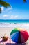 Picnic basket with fruits by the ocean