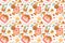 Picnic basket seamless pattern. Summer picnic food background. Cartoon summer outdoor party wallpaper.