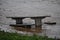 Picnic bench in flood waters